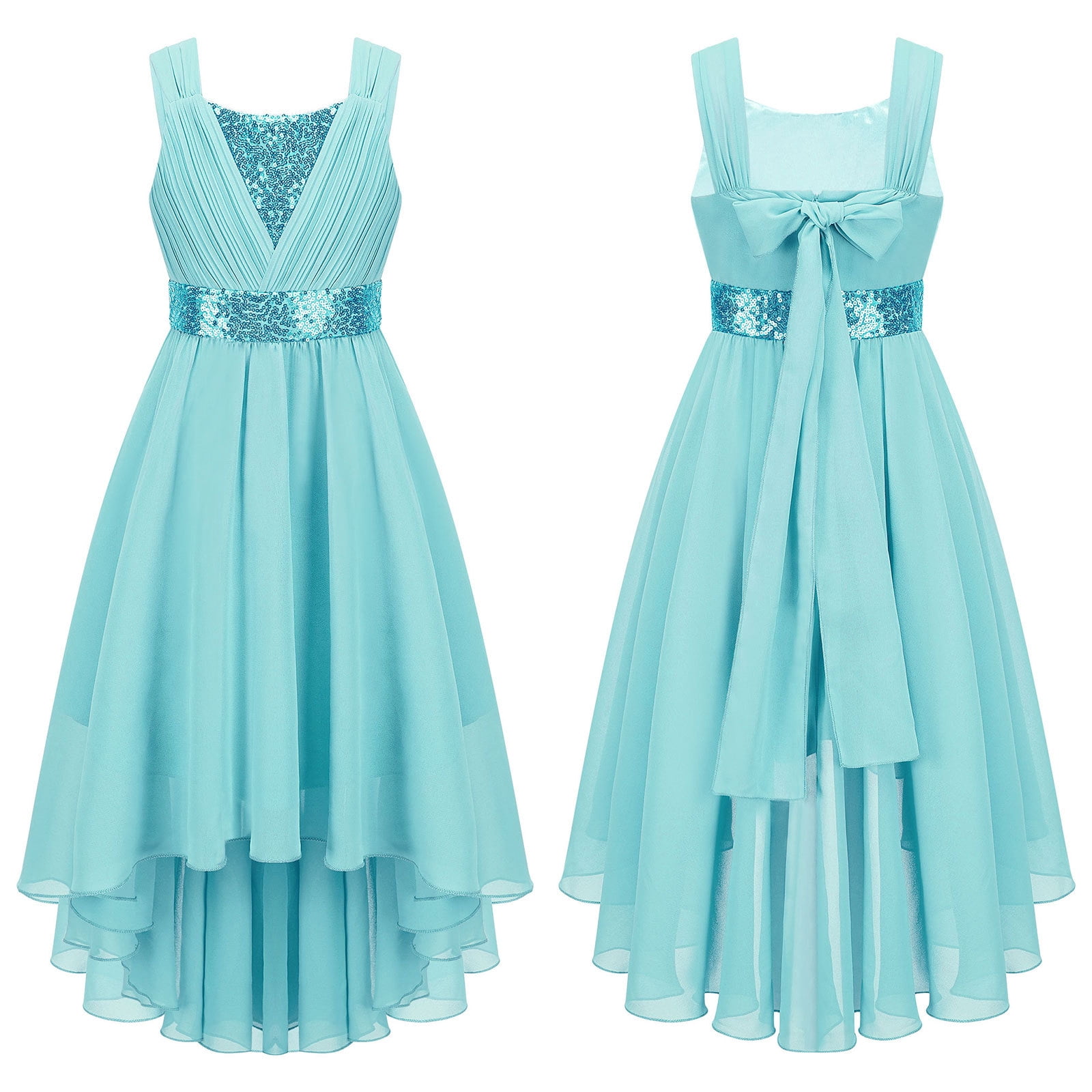 princess polly baby blue dress BABARONI Halter V-Neck Lace Dress with Satin Sash-Turquoise Plus size, Turquoise / US18 main image 1