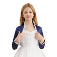 thumbnail image 1 of Alvivi Kids Girls Sequins Rhinestones Cropped Shrug Bolero Wedding Birthday Party Cardigan Coat Navy Blue 6, 1 of 7