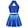 thumbnail image 1 of Alvivi Kids Girls Sequins Sleeveless Crop Top with Metallic Skirt Jazz Latin Rumba Cheer Dancewear Royal Blue 8, 1 of 5