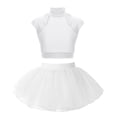 thumbnail image 1 of Alvivi Kids Girls Shiny Ballet Dance Outfits Gymnastic Shirt Crop Top and Tutu Skirt Bllerina Costume White 16, 1 of 7