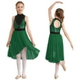 thumbnail image 1 of Alvivi Kids Girls Shiny Ballet Lyrical Praise Dance Dress Tunic Sleeveles Gymnastics Leotard Dark Green 12, 1 of 7