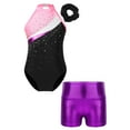 thumbnail image 1 of Alvivi Kids Girls Shiny Dance Outfits Gymnastics Leotard Unitard with Sports Shorts Tracksuit Pink&Purple 14, 1 of 7