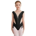 thumbnail image 1 of Alvivi Kids Girls Shiny Fringed Leotard Dance Ballet Tassel Dress Sheer Mesh Figure Skating Costume Black 10, 1 of 7