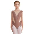 thumbnail image 1 of Alvivi Kids Girls Shiny Fringed Leotard Dance Ballet Tassel Dress Sheer Mesh Figure Skating Costume Coffee 8, 1 of 7