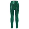 thumbnail image 1 of Alvivi Kids Girls Shiny Mermaid Leggings Toddler Metallic Fish Scale Printed Tights Dance Costume Green 2-3, 1 of 7