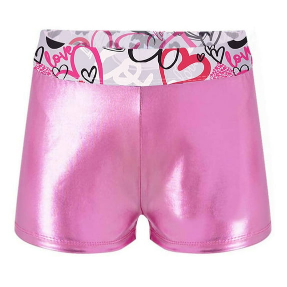 Alvivi Kids Girls Shiny Metallic Ballet Dance Shorts Gym Workout Bottoms 4-16