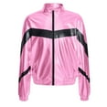 thumbnail image 1 of Alvivi Kids Girls Shiny Metallic Long Sleeve Zipper Bomber Jacket Rave Party Coat Outerwear Pink 14, 1 of 7