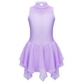 thumbnail image 1 of Alvivi Kids Girls Shiny Rhinestones Figure Ice Roller Skating Dress Sleeveless Ballet Dance Leotard Lavender 14, 1 of 7
