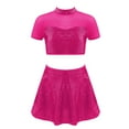 thumbnail image 1 of Alvivi Kids Girls Shiny Sequins Ballet Dance Outfits Short Sleeves Crop Tops and Skirt Set Hot Pink 8, 1 of 5