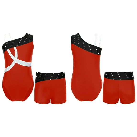 Alvivi Kids Girls Sleeveless Gymnastics Leotard with Boyshorts Set 6-16