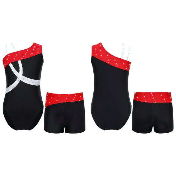 Alvivi Kids Girls Sleeveless Gymnastics Leotard with Boyshorts Set 6-16