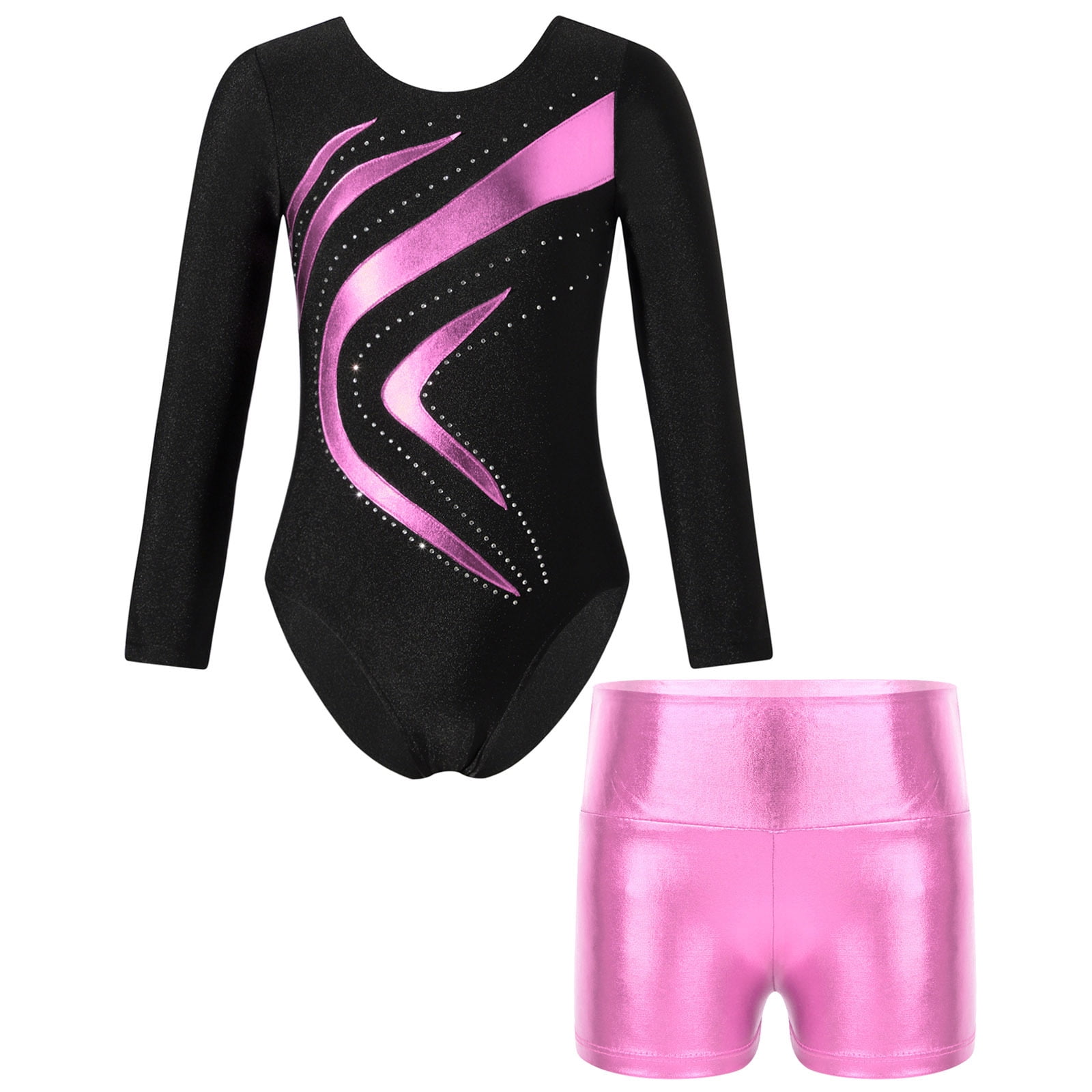 Alvivi Kids Girls Sparkle Gymnastics Leotard Long Sleeve Ballet Dance ...