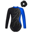 thumbnail image 1 of Alvivi Kids Girls Sparkle Long Sleeve Leotard Ballet Dance Gymnastics Tranning Unitard with Hair Band Royal Blue 6, 1 of 6
