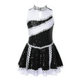 thumbnail image 1 of Alvivi Kids Girls Sparkly Sequins Cheerleading Dance Dress Sleeveless Mock Neck Figure Skating Leotard Dress Black 14, 1 of 5