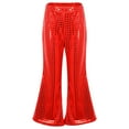 thumbnail image 1 of Alvivi Kids Girls Sparkly Sequins Performance Costume Hip-hop Jazz Dance Wide Leg Flared Pants Red 5-6, 1 of 7