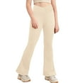 thumbnail image 1 of Alvivi Kids Girls Yoga Pants Leggings High Waisted Flared Sport Trousers Jazz Latin Dance Tights Beige 13-14, 1 of 3