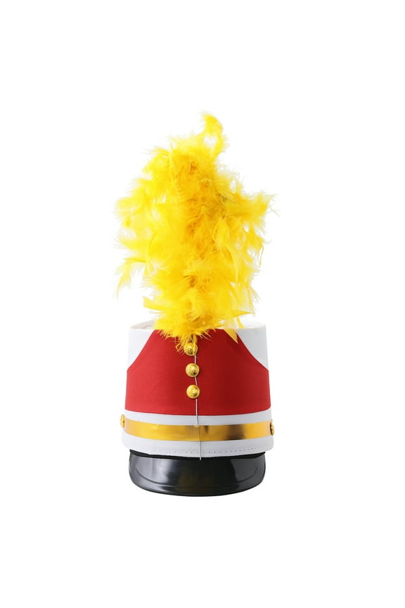 Kids Majorette Toy Soldier Hats Drum Band Drummer Hats for Boy Girl Cosplay ​Party Cap Feather Type B-A One Size