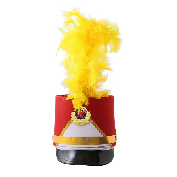 Alvivi Kids Majorette Toy Soldier Hats Drum Band Drummer Hats for Boy Girl Cosplay Party Cap Feather Type J-A One Size