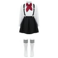 thumbnail image 1 of Alvivi Kids Schoolgirls Uniform Outfits Shirt Tops with Suspender Skirt Bowtie Socks Cosplay Costume Set Type A Black 11-12, 1 of 7