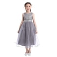 thumbnail image 1 of Alvivi Kids Sequined Lace Mesh Flower Girls Dress Princess Pageant Wedding Bridesmaid Birthday Party Dress Grown Gray 16, 1 of 7