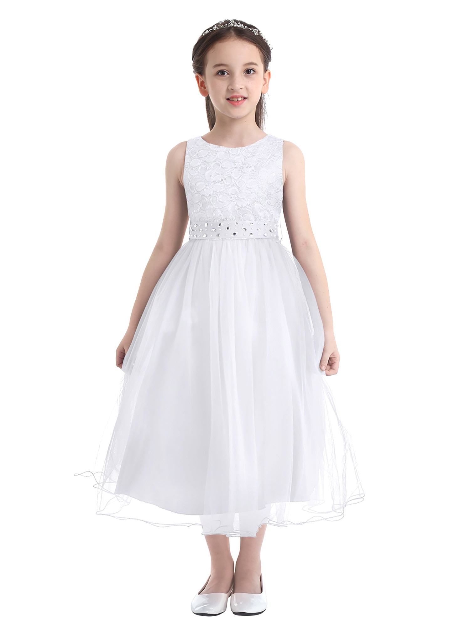 Alvivi Kids Sequined Lace Mesh Flower Girls Dress Princess Pageant
