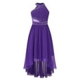 thumbnail image 1 of Alvivi Kids Shiny Rhinestone Party Dress Sleeveless Halter Neck Wedding Flower Girls Dress Purple 14, 1 of 5