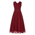 thumbnail image 1 of Alvivi Kids Sleeveless Ruched Chiffon Long Dress Flower Girls Wedding Pageant Bridesmaid Dress Burgundy 8, 1 of 7
