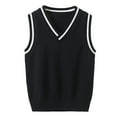 thumbnail image 1 of Alvivi Kids V-Neck Knitted Sweater Vest School Uniform Sleeveless Warm Waistcoat Navy Blue 11-12, 1 of 4
