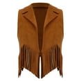 thumbnail image 1 of Alvivi Kids Western Cowboy Cowgirl Vest Boys Girls Suede Tassel Fringe Waistcoat Halloween Party Dress Up Brown 14, 1 of 7