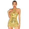 thumbnail image 1 of Alvivi Latin Dance Leotards for Women Sequin Leotard Jazz Dance Costumes Ballroom Dancing Outfits Gold S, 1 of 7