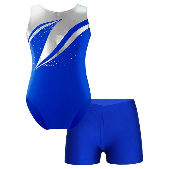Alvivi Leotards for Girls Gymnastics Sleeveless Bodysuit with Shorts Ballet Dance Unitard Practice Outfits Royal Blue 6
