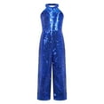 thumbnail image 1 of Alvivi Little Girls Shiny Sequins Halter Neck Jumpsuit Pageant Romper Summer Party Prom Formal Suit Royal Blue 8, 1 of 7