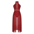 thumbnail image 1 of Alvivi Lyrical Dance Costume for Women Shiny Halter Contemporary Ballet Dance Gymnastic Leotard Dress Burgundy XL, 1 of 7