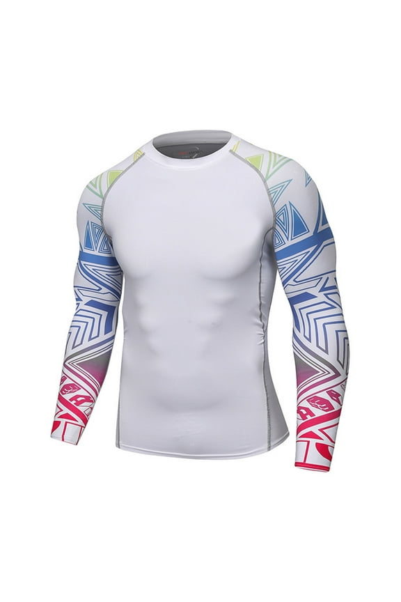 Men Long Sleeve Rash Guard Shirts UPF 50+ UV Sun Protection Quick Dry Surfing Diving Vest Top Type B XXL