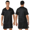 thumbnail image 1 of Alvivi Men Satin Nightgown V Neck Short Sleeve Sleepwear Solid Nightwear Black 4XL, 1 of 7