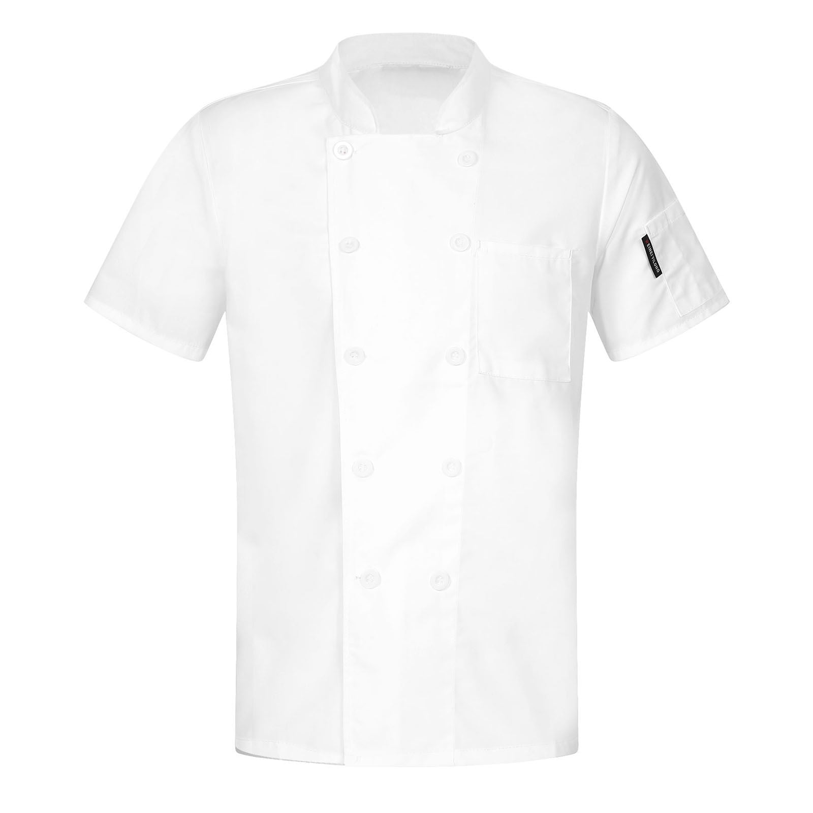 Alvivi Men Short Sleeve Cook Uniform with Pockets Chef Jacket Coat ...