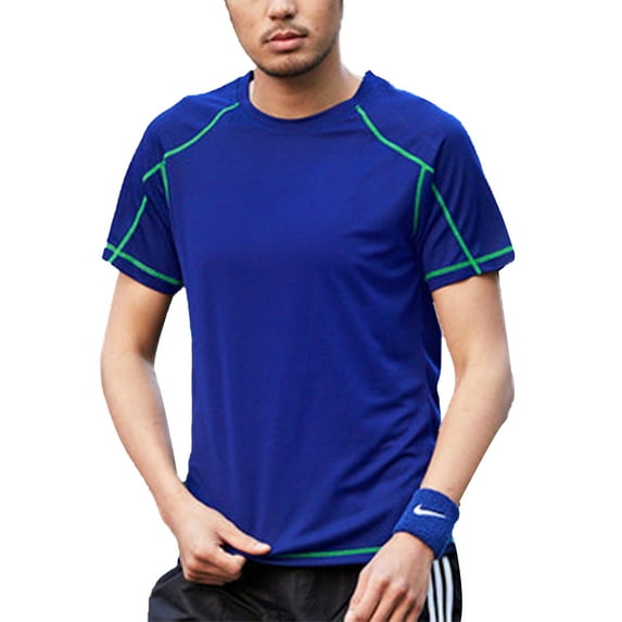 Alvivi Men Short Sleeves T-shirt Solid Color Quick-drying Sport Tops M-8XL