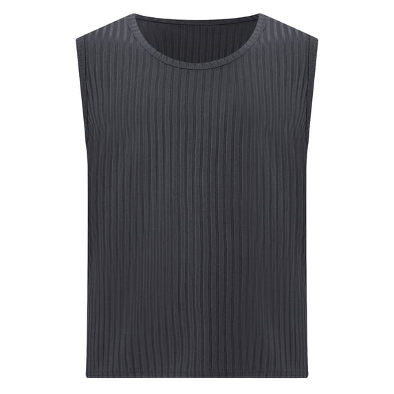 Alvivi Men Sleeveleess Tank Top Ribbed Sports Gym Workout Vest Shirts Casual Wear Dark Gray S