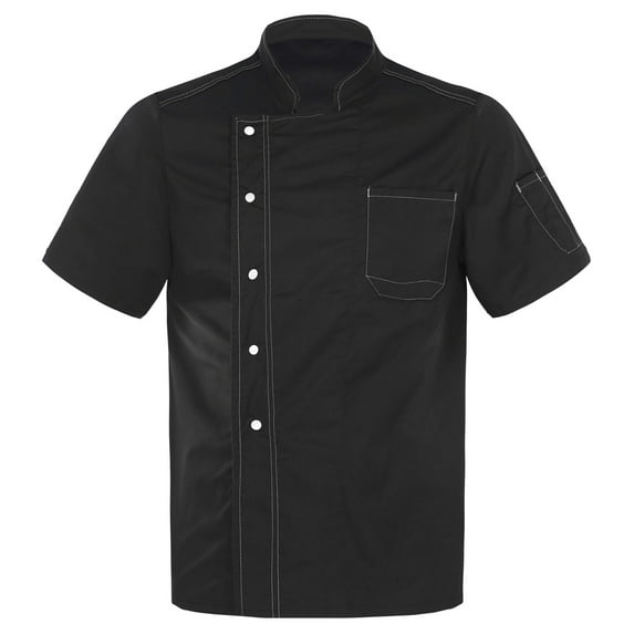 Alvivi Men Women Chef Jacket Kitchen Work Uniform Coats Restaurant Canteen Cooking Uniforms Black XXL