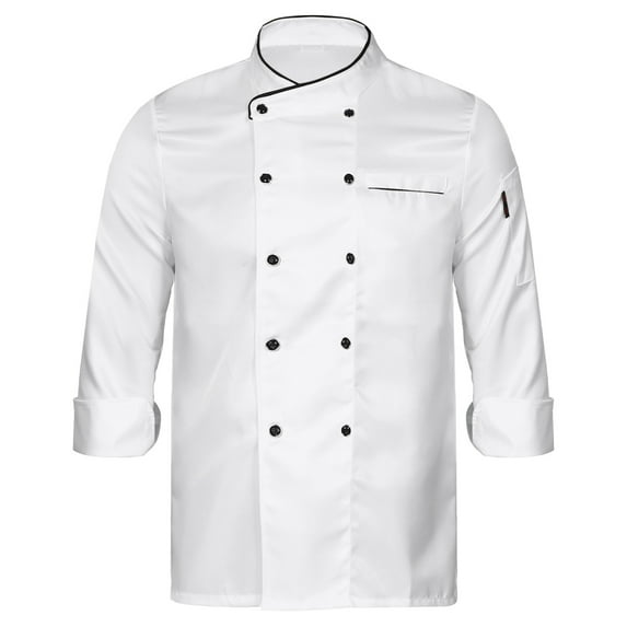 Alvivi Men Women Chef Professional Coats Jacket Unisex Short Sleeve Double-Breasted Cooking Working Unifroms White Long Sleeve L