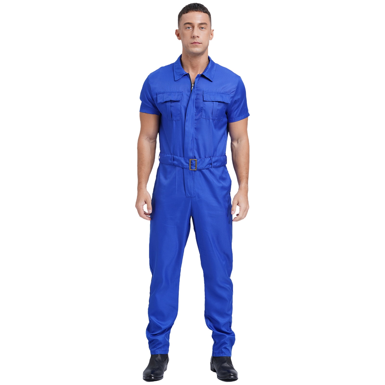 Alvivi Men's Blend Work Coveralls Short Sleeve Jumpsuit Multiple