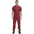 thumbnail image 1 of Alvivi Men's Blend Work Coveralls Short Sleeve Jumpsuit Multiple Pockets Zipper Overalls Workwear Burgundy M, 1 of 7