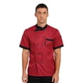 thumbnail image 1 of Alvivi Men's Chef Short Sleeve Coat Jacket Kitchen Service Uniform Workwear Burgundy 4XL, 1 of 7