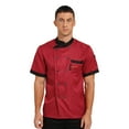 thumbnail image 1 of Alvivi Men's Chef Short Sleeve Coat Jacket Kitchen Service Uniform Workwear Burgundy XL, 1 of 7