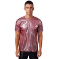 thumbnail image 1 of Alvivi Men's Glitter Metallic Rave Shirt Short Sleeve Crewneck Pullover Party T Shirt Top Hot Pink S, 1 of 7