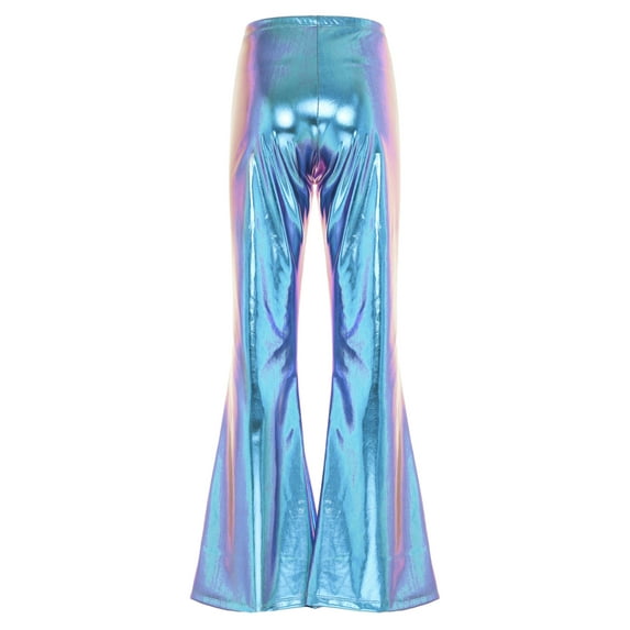 Alvivi Men's Shiny Metallic 70's Disco Dude Pants Vintage Flared Trousers Bell Bottom Dance Costume Colorful XXL