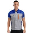 thumbnail image 1 of Alvivi Men's Short Sleeve Mechanic Work Shirt Front Zip Industrial Uniform Workshop Factory Workwear Blue&Gray 170/L, 1 of 7