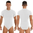 thumbnail image 1 of Alvivi Men's Short Sleeve Press Button Crotch Shirt Bodysuit Undershirts Leotard Top Jumpsuit White L, 1 of 7