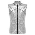 thumbnail image 1 of Alvivi Men's Sleeveless Metallic Zip-up Waistcoat Jacket Nightclub Party Disco Vest Clubwear Silver XL, 1 of 5