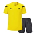 thumbnail image 1 of Alvivi Men's Soccer Pro Referee Uniform Short Sleeve Shirt Jersey and Shorts Football Clothes Yellow M, 1 of 7